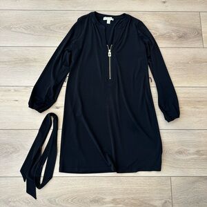 Michael Kors Black Long Sleeve Dress with Gold Zipper